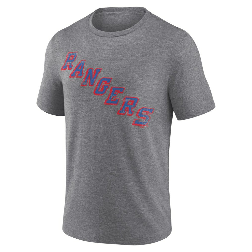 NHL,Custom New York Rangers Heritage Custom Tri-Blend T-Shirt - Gray