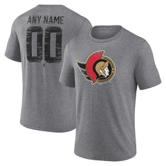 NHL,Custom Ottawa Senators Heritage Custom Tri-Blend T-Shirt - Gray