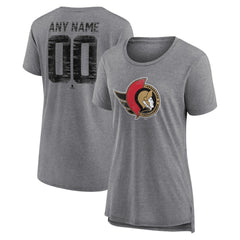 NHL,Custom Ottawa Senators Women's Heritage Custom Tri-Blend T-Shirt - Gray