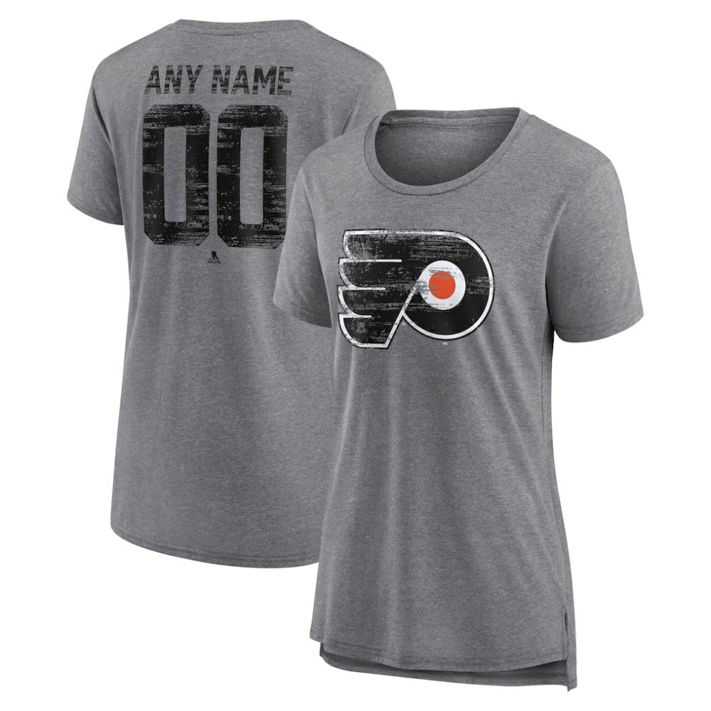 NHL,Custom Philadelphia Flyers Women's Heritage Custom Tri-Blend T-Shirt - Gray