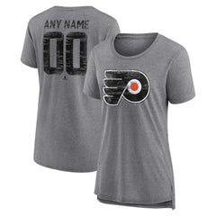 NHL,Custom Philadelphia Flyers Women's Heritage Custom Tri-Blend T-Shirt - Gray