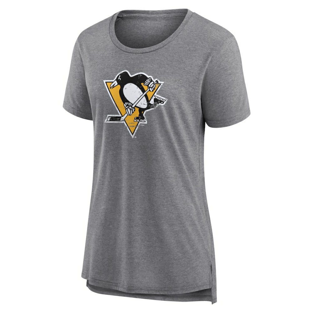 NHL,Custom Pittsburgh Penguins Women's Heritage Custom Tri-Blend T-Shirt - Gray