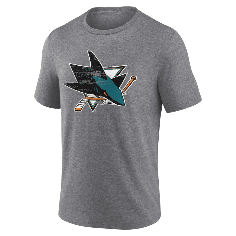 NHL,Custom San Jose Sharks Heritage Custom Tri-Blend T-Shirt - Gray