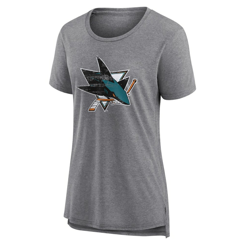 NHL,Custom San Jose Sharks Women's Heritage Custom Tri-Blend T-Shirt - Gray