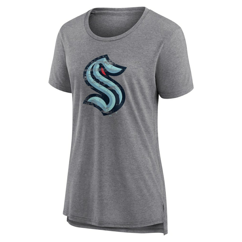 NHL,Custom Seattle Kraken Women's Heritage Custom Tri-Blend T-Shirt - Gray