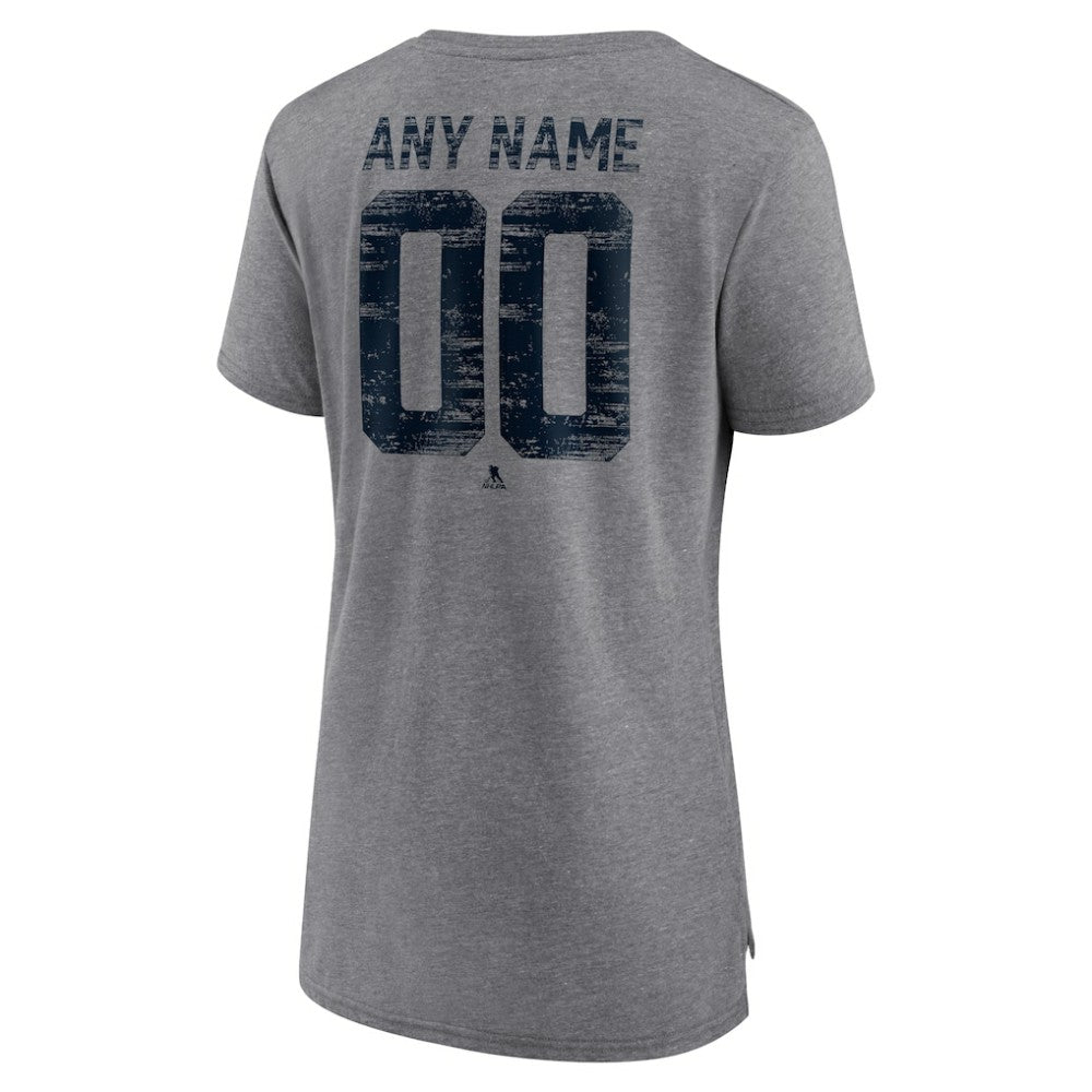 NHL,Custom Seattle Kraken Women's Heritage Custom Tri-Blend T-Shirt - Gray