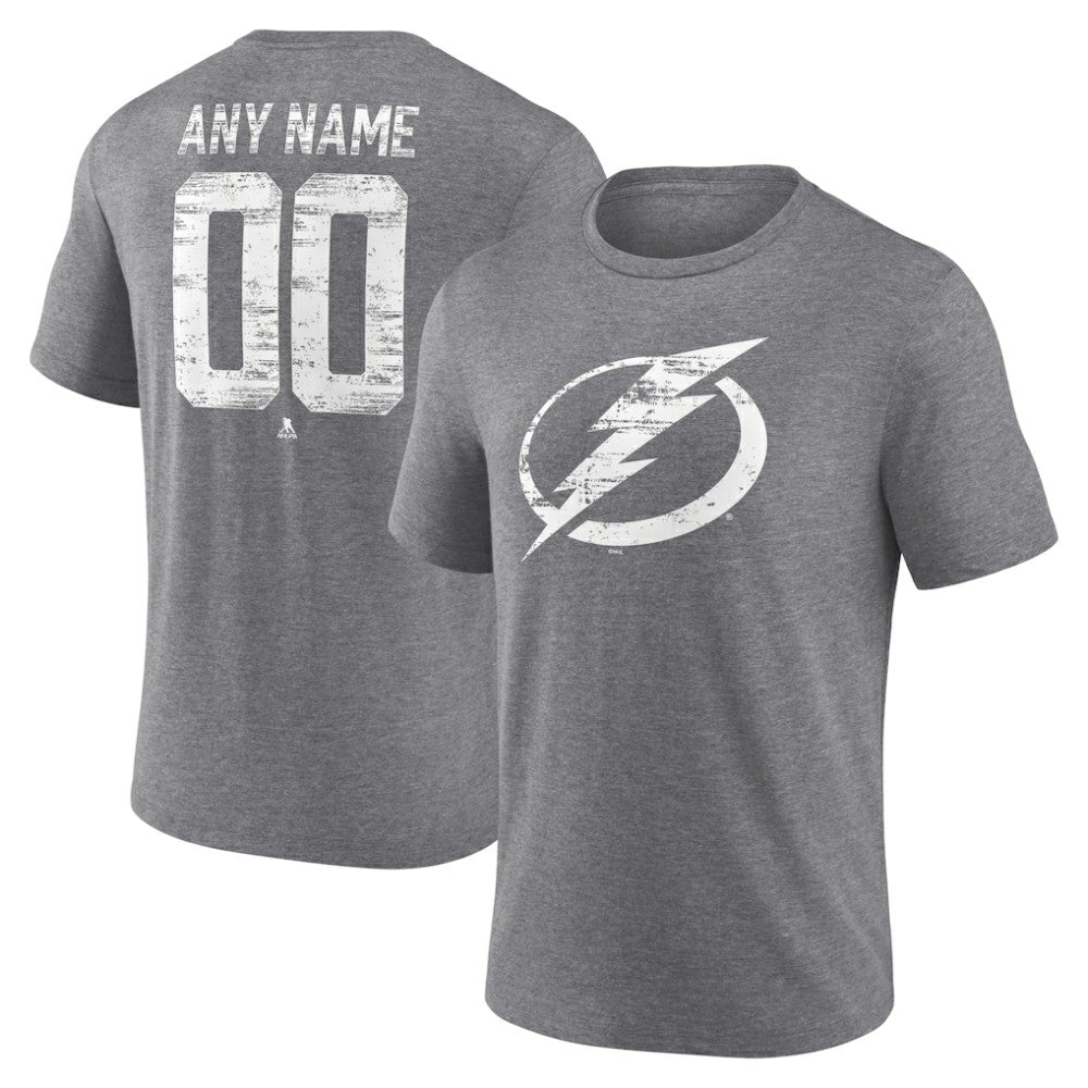 NHL,Custom Tampa Bay Lightning Heritage Custom Tri-Blend T-Shirt - Gray