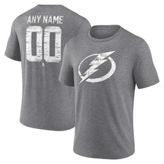 NHL,Custom Tampa Bay Lightning Heritage Custom Tri-Blend T-Shirt - Gray