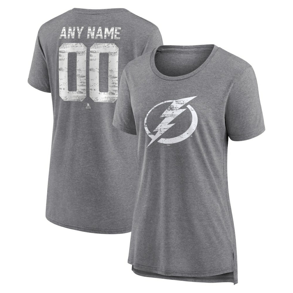 NHL,Custom Tampa Bay Lightning Women's Heritage Custom Tri-Blend T-Shirt - Gray