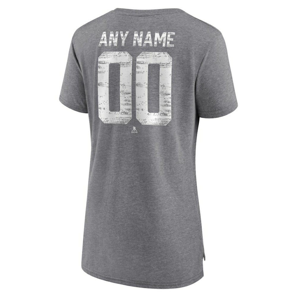 NHL,Custom Tampa Bay Lightning Women's Heritage Custom Tri-Blend T-Shirt - Gray