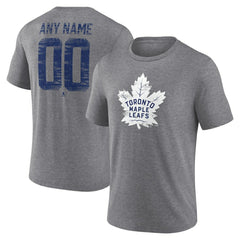 NHL,Custom Toronto Maple Leafs Heritage Custom Tri-Blend T-Shirt - Gray
