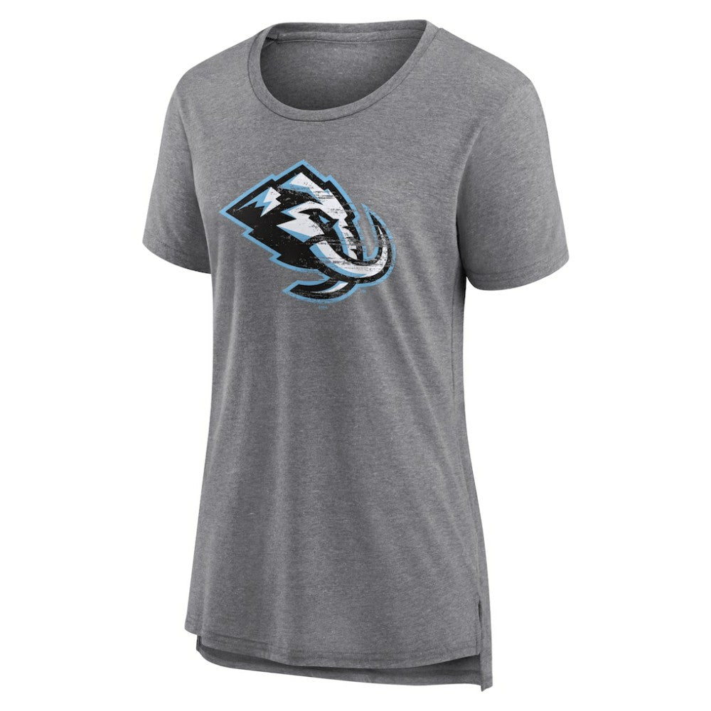 NHL,Custom Utah Mammoth Women's Heritage Custom Tri-Blend T-Shirt - Gray
