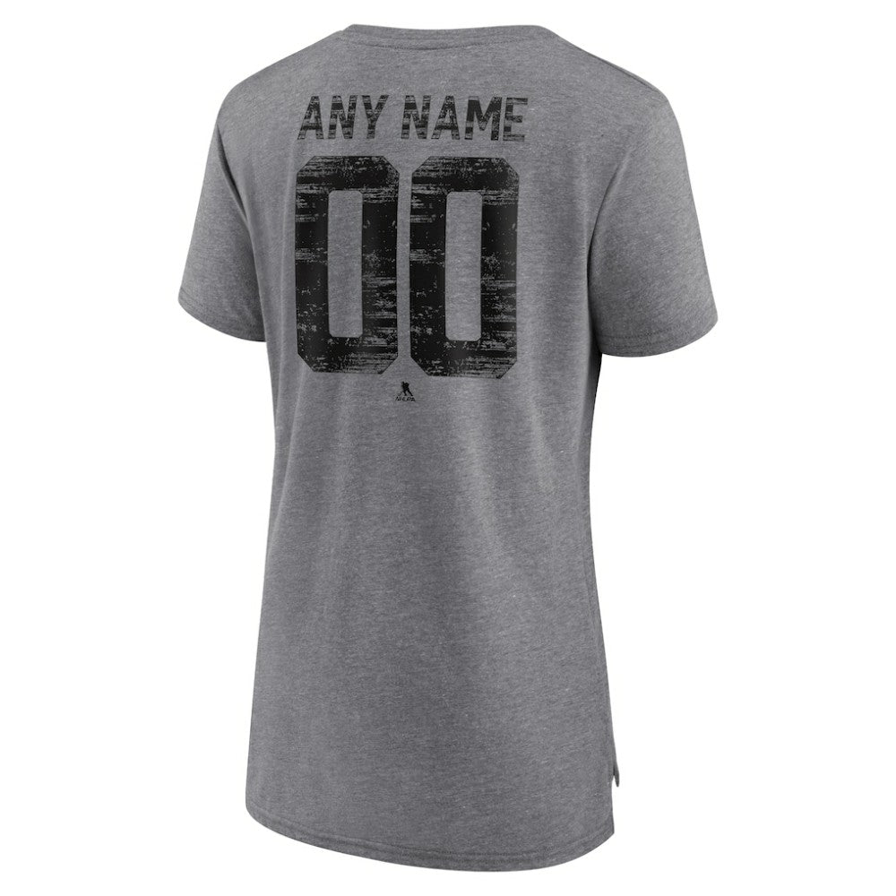 NHL,Custom Utah Mammoth Women's Heritage Custom Tri-Blend T-Shirt - Gray