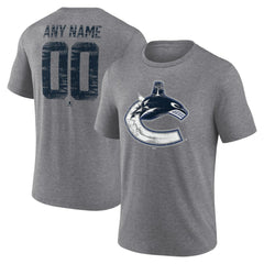 NHL,Custom Vancouver Canucks Heritage Custom Tri-Blend T-Shirt - Gray