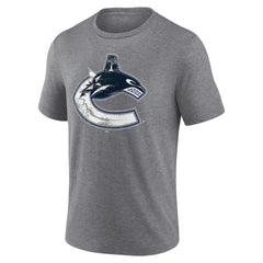 NHL,Custom Vancouver Canucks Heritage Custom Tri-Blend T-Shirt - Gray