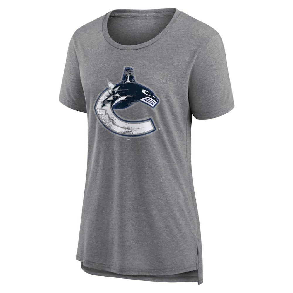 NHL,Custom Vancouver Canucks Women's Heritage Custom Tri-Blend T-Shirt - Gray