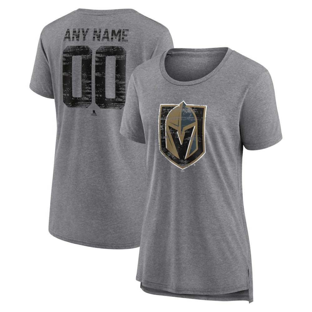 NHL,Custom Vegas Golden Knights Women's Heritage Custom Tri-Blend T-Shirt - Gray