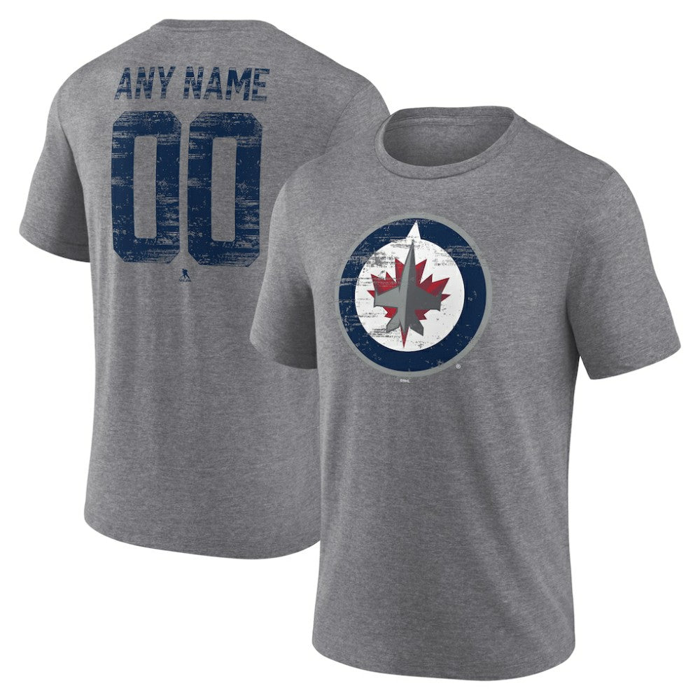 NHL,Custom Winnipeg Jets Heritage Custom Tri-Blend T-Shirt - Gray