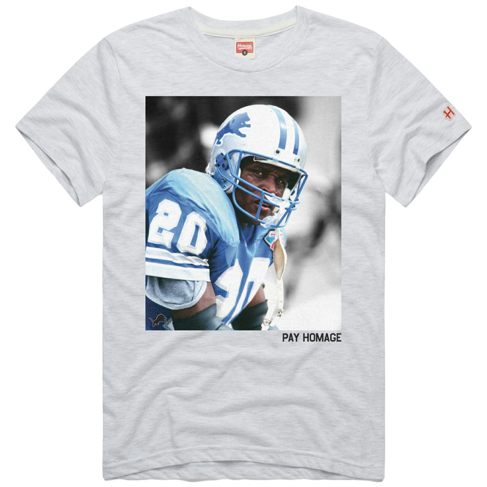 Barry Sanders Detroit Lions Homage Unisex Pay Homage Tri-Blend T-Shirt Ash