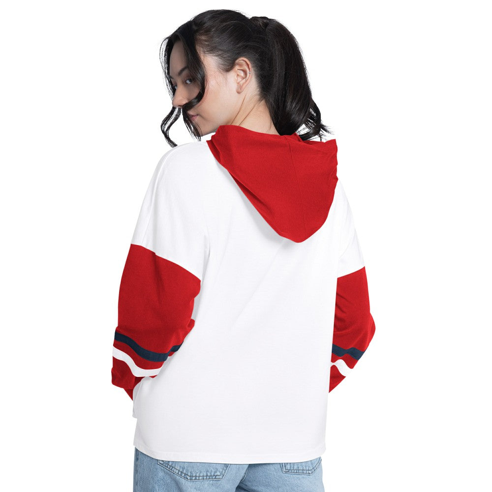 St. Louis Cardinals G-III 4Her by Carl Banks Women's Key Player Oversized Hooded Long Sleeve T-Shirt - White/Red T-shirts