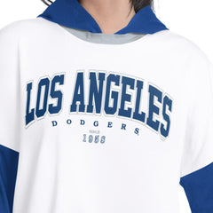 Los Angeles Dodgers G-III 4Her by Carl Banks Women's Key Player Oversized Hooded Long Sleeve T-Shirt - White/Royal T-shirts