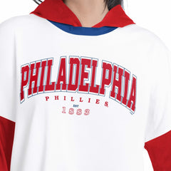 Philadelphia Phillies G-III 4Her by Carl Banks Women's Key Player Oversized Hooded Long Sleeve T-Shirt - White/Red T-shirts