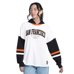 San Francisco Giants G-III 4Her by Carl Banks Women's Key Player Oversized Hooded Long Sleeve T-Shirt - White/Black T-shirts