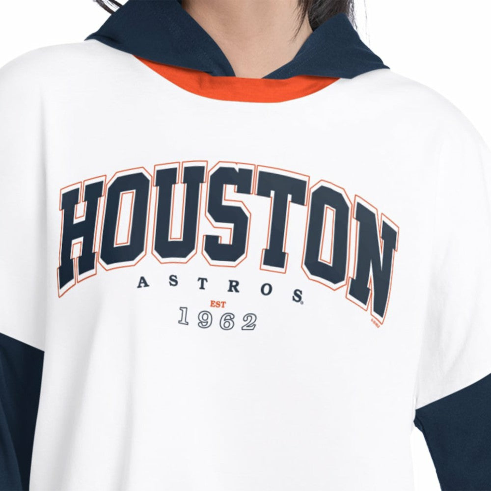 Houston Astros G-III 4Her by Carl Banks Women's Key Player Oversized Hooded Long Sleeve T-Shirt - White/Navy T-shirts