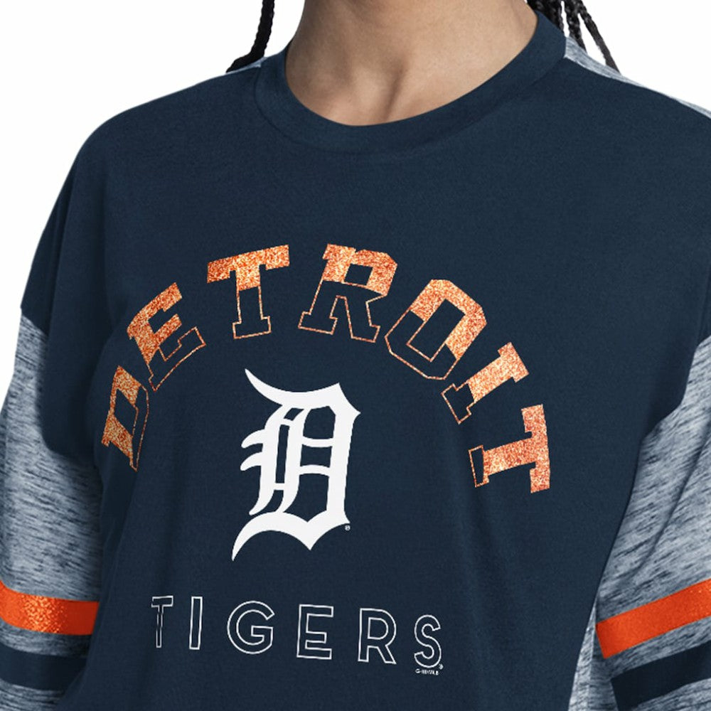Detroit Tigers G-III 4Her by Carl Banks Women's Off-Season Oversized Top - Navy Tops