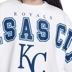 Kansas City Royals G-III 4Her by Carl Banks Women's Bleachers Cropped Pullover Sweatshirt - White Pullover