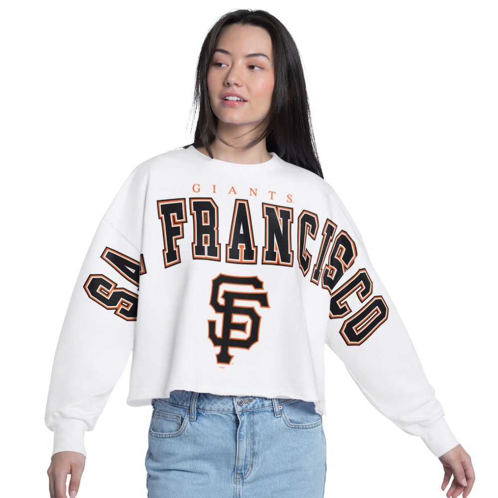 San Francisco Giants G-III 4Her by Carl Banks Women's Bleachers Cropped Pullover Sweatshirt - White Pullover