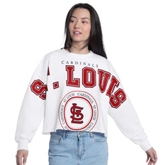 St. Louis Cardinals G-III 4Her by Carl Banks Women's Bleachers Cropped Pullover Sweatshirt - White Pullover