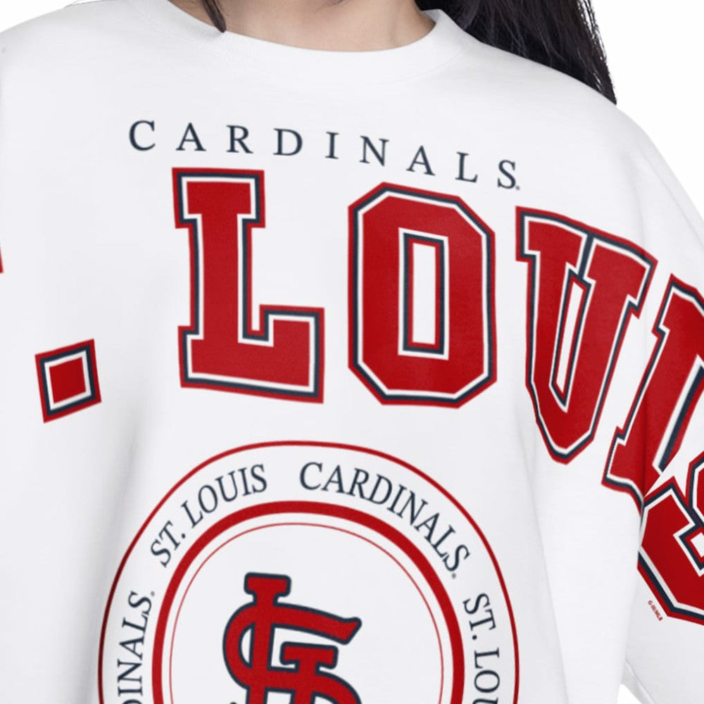 St. Louis Cardinals G-III 4Her by Carl Banks Women's Bleachers Cropped Pullover Sweatshirt - White Pullover