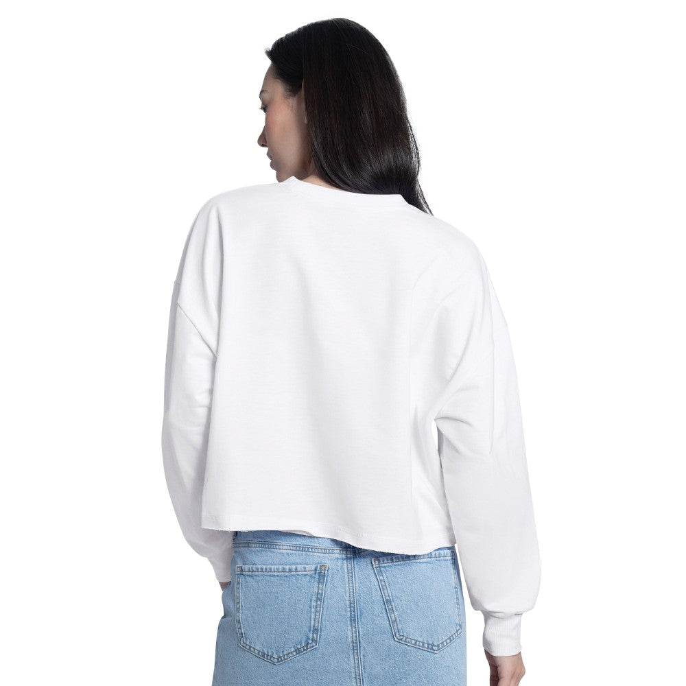 New York Mets G-III 4Her by Carl Banks Women's Bleachers Cropped Pullover Sweatshirt - White Pullover