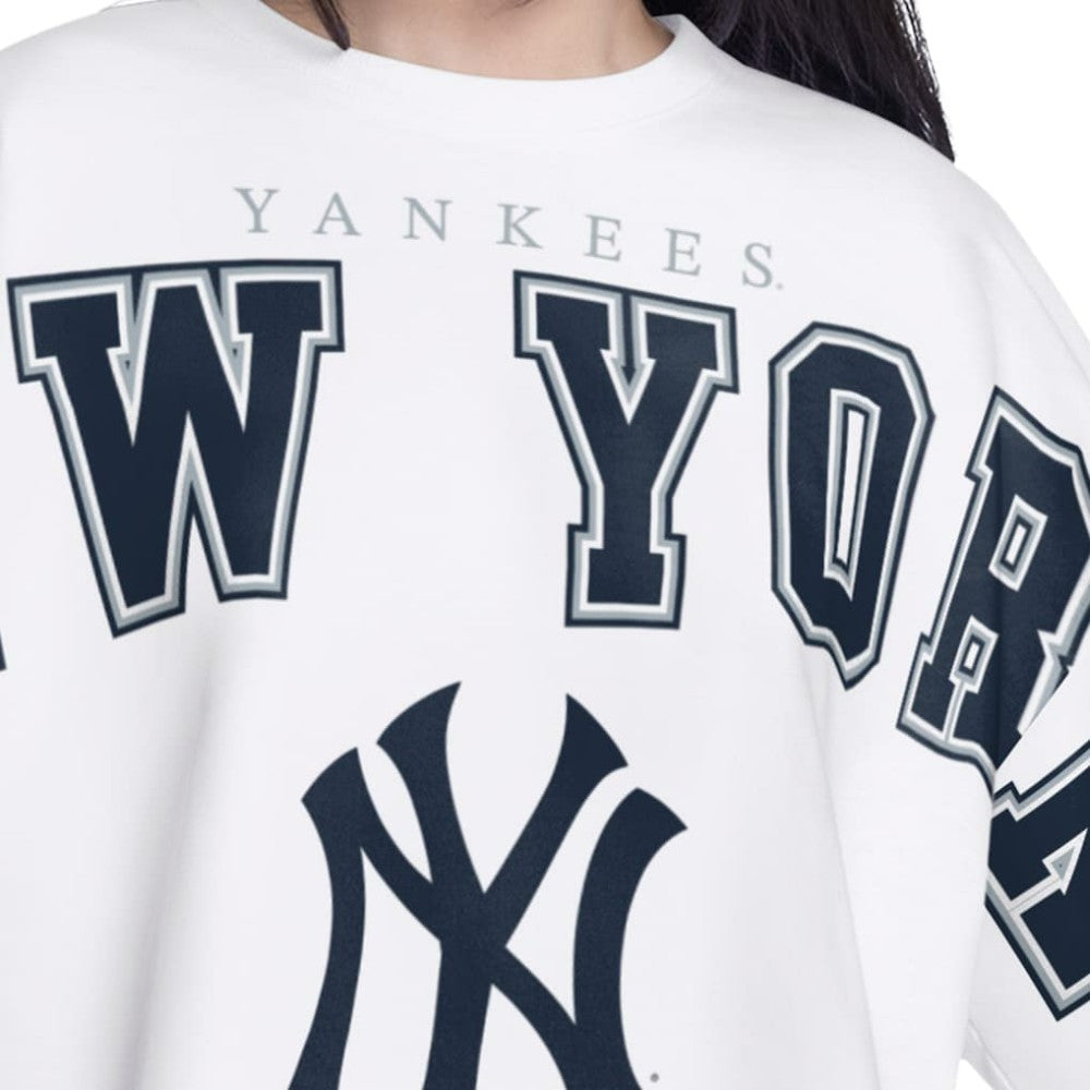 New York Yankees G-III 4Her by Carl Banks Women's Bleachers Cropped Pullover Sweatshirt - White Pullover