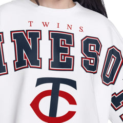 Minnesota Twins G-III 4Her by Carl Banks Women's Bleachers Cropped Pullover Sweatshirt - White Pullover