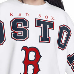 Boston Red Sox G-III 4Her by Carl Banks Women's Bleachers Cropped Pullover Sweatshirt - White Pullover