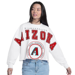 Arizona Diamondbacks G-III 4Her by Carl Banks Women's Bleachers Cropped Pullover Sweatshirt - White Pullover