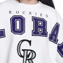 Colorado Rockies G-III 4Her by Carl Banks Women's Bleachers Cropped Pullover Sweatshirt - White Pullover