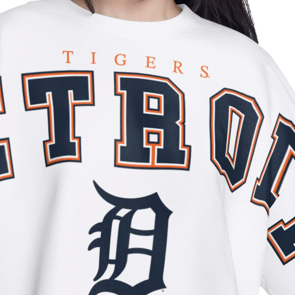 Detroit Tigers G-III 4Her by Carl Banks Women's Bleachers Cropped Pullover Sweatshirt - White Pullover