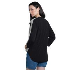 Pittsburgh Pirates G-III 4Her by Carl Banks Women's Speed Training 3/4-Sleeve Rhinestone V-Neck T-Shirt - Black/Heather Black T-shirts