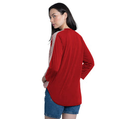 Cincinnati Reds G-III 4Her by Carl Banks Women's Speed Training 3/4-Sleeve Rhinestone V-Neck T-Shirt - Red/Heather Red T-shirts