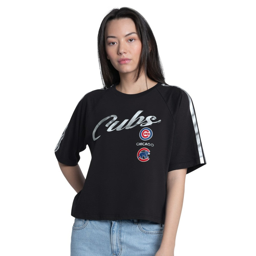 Chicago Cubs G-III 4Her by Carl Banks Women's Classic Play Cropped T-Shirt - Black T-shirts