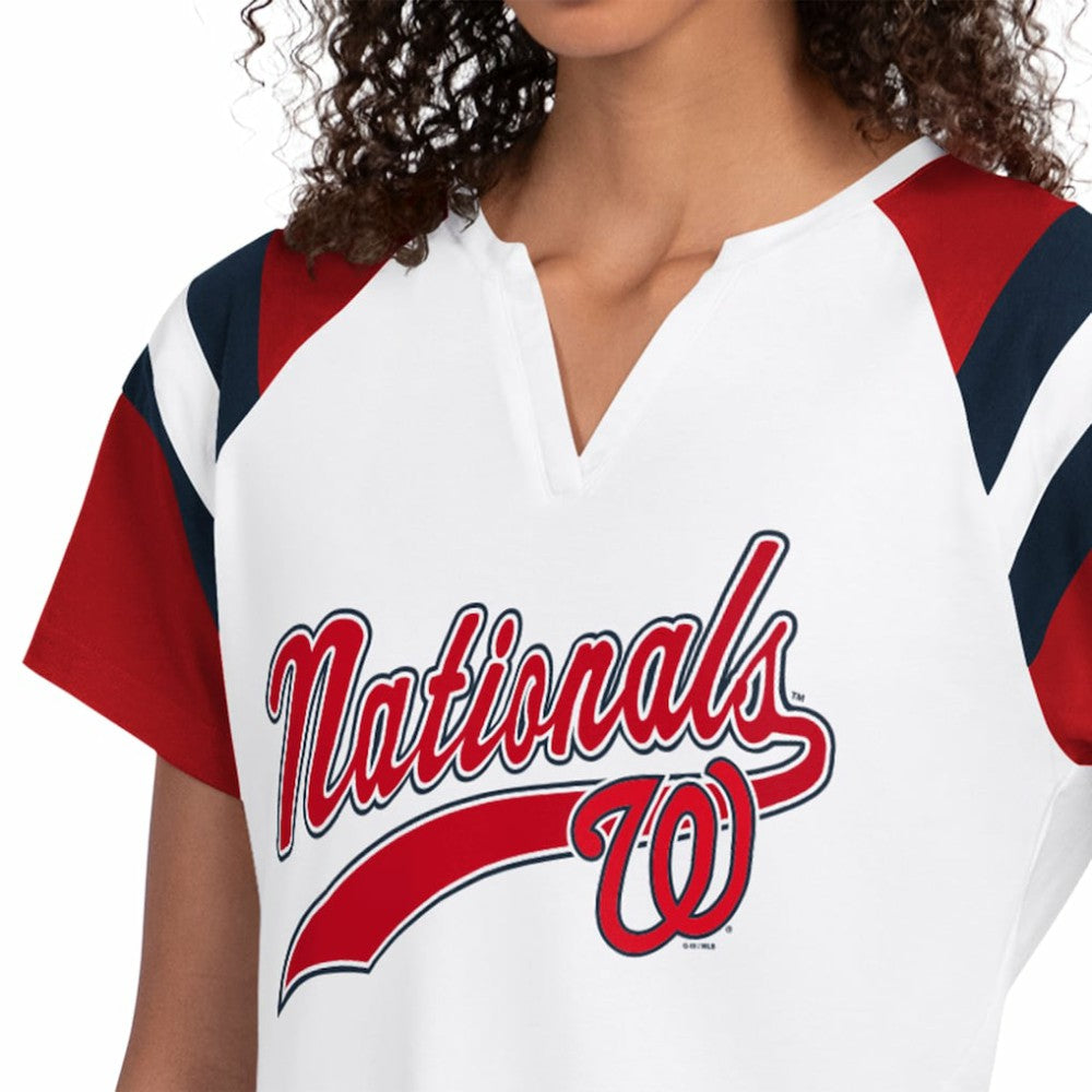 Washington Nationals Starter Women's Game On Notch Neck T-Shirt - White T-shirts