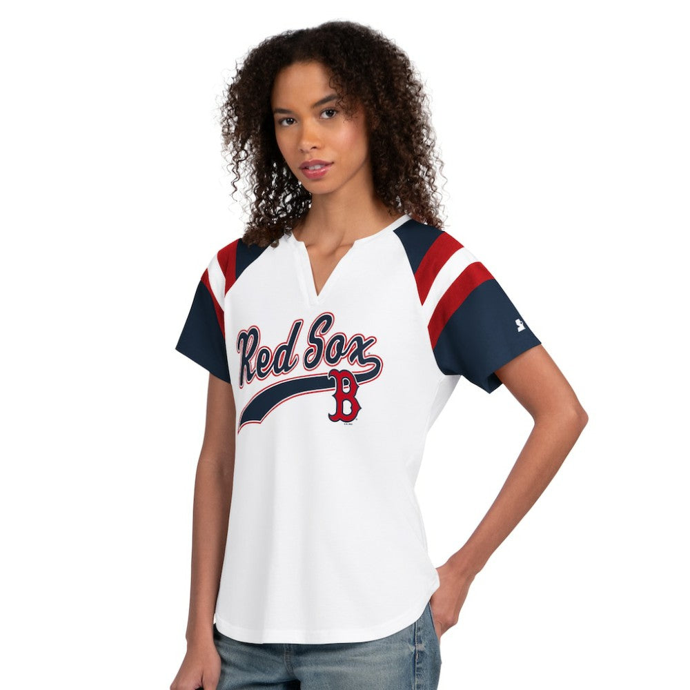 Boston Red Sox Starter Women's Game On Notch Neck T-Shirt - White T-shirts