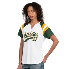 Athletics Starter Women's Game On Notch Neck T-Shirt - White T-shirts