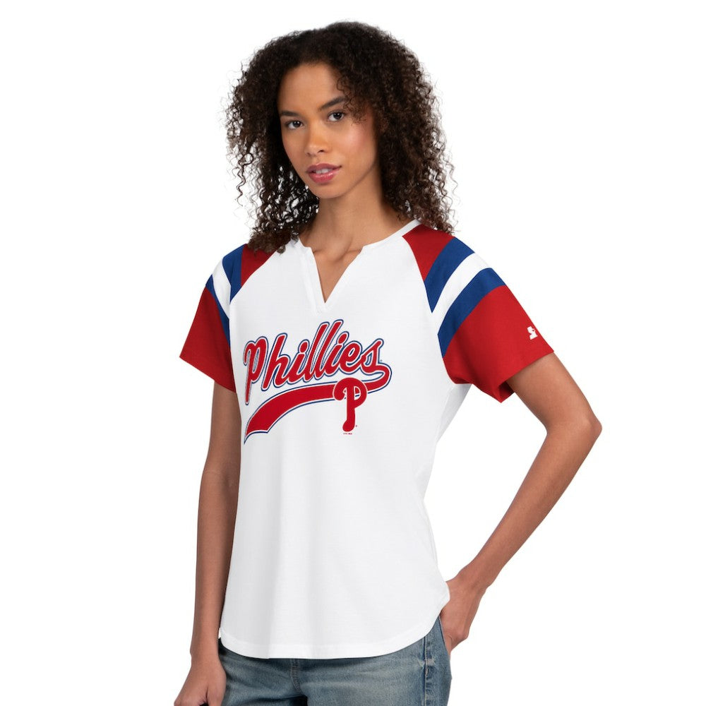 Philadelphia Phillies Starter Women's Game On Notch Neck T-Shirt - White T-shirts