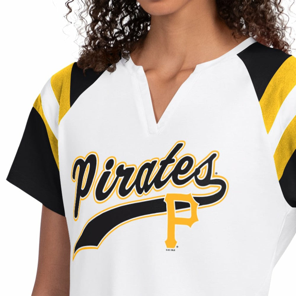 Pittsburgh Pirates Starter Women's Game On Notch Neck T-Shirt - White T-shirts
