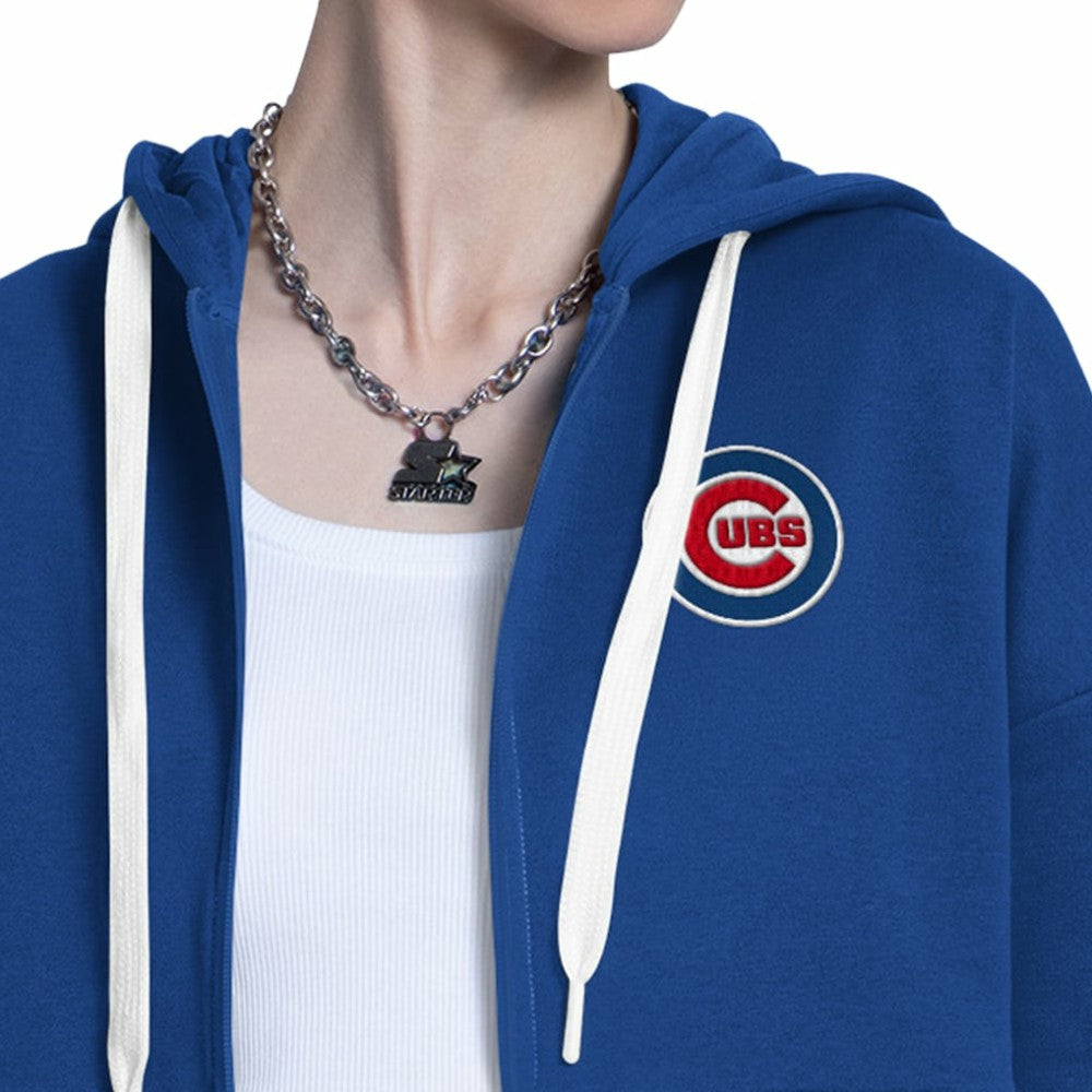Chicago Cubs Starter Women's Wishbone Full-Zip Hoodie - Royal/Heather Gray Hoodies