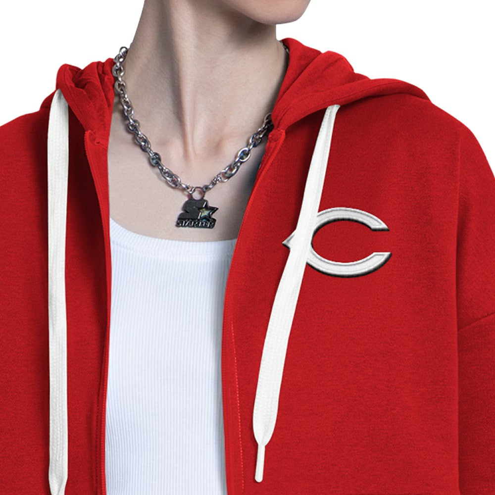Cincinnati Reds Starter Women's Wishbone Full-Zip Hoodie - Red/Heather Gray Hoodies